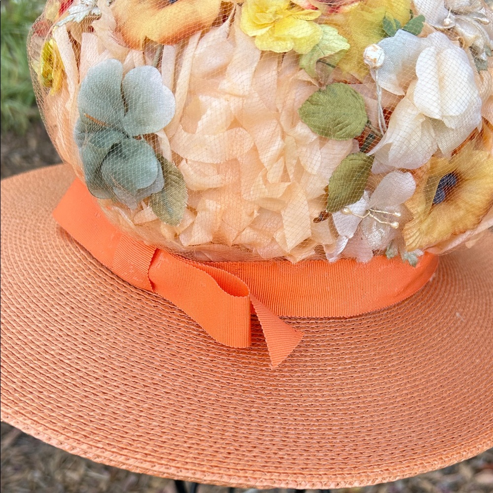 Vintage Floral Hat with Ribbon - Picture 10 of 11